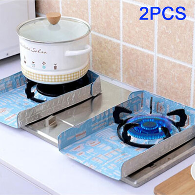

2Pcs Set Folding Stove Wind Shield Aluminum Foil Oil Splash Screen Paper Cooking
