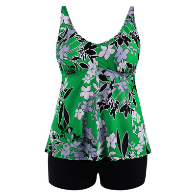 

Floral Padded High Waisted Plus Size Tankini Set