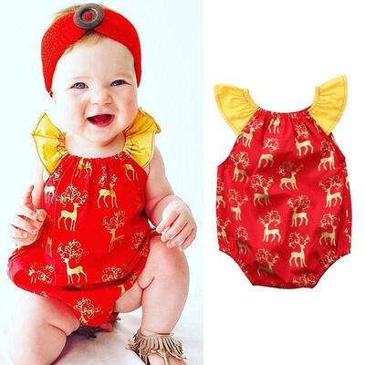 

Newborn Infant Baby Boy Girls Christmas Romper Bodysuit Clothes Outfit Set 0-24M
