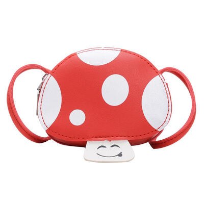 

Smile Face Mushroom Shape Bag Girls Kids Shoulder Messenger Leather Bags