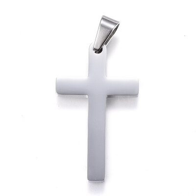 

304 Stainless Steel Pendants Cross Stainless Steel Color 375x215x25mm Hole 9x5mm