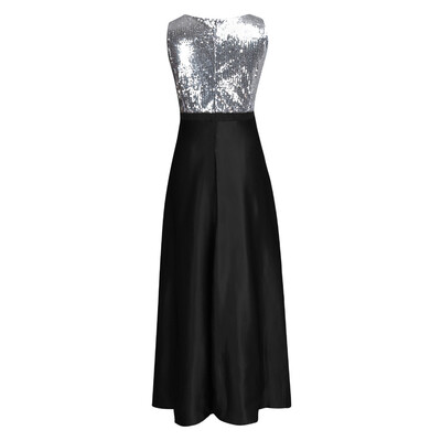 

〖Follure〗Women Fashion Sequin Dresses Sleeveless V-neck Long Evening Party Dress