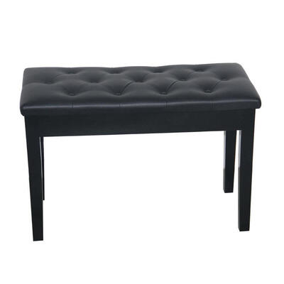 

Black Ebony Wood Leather Piano Bench Padded Double Duet Keyboard Seat with Storage