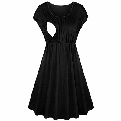 

Pregnant Women Summer Solid Color Floral Dress Dresses Breastfeeding Nursing