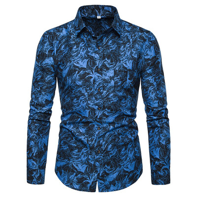

Tailored Mens New Fashion Printed Long Sleeve Shirts Slim Comfortable Long Sleeve Shirt
