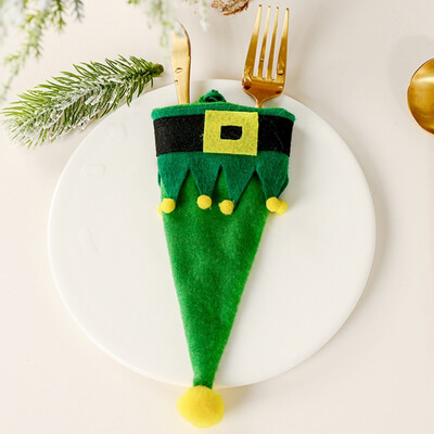 

Christmas Decorative Tableware Fork Set Christmas Hat Storage Tool Cloth Tableware Cover Christmas Decor Knife Fork Set