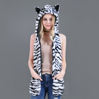 

Cartoon Animal Hat Plush Beanie Fleece Warm Fluffy Hooded Cap Earmuff New
