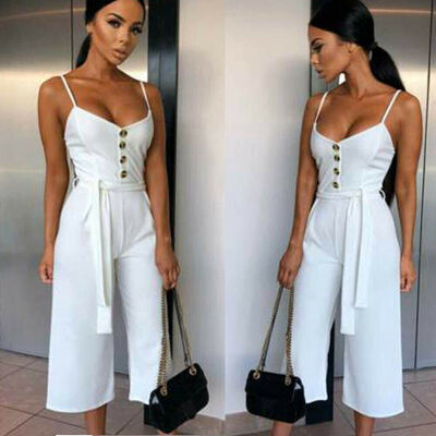 

New Style Women V Neck Short Sleeve Jumpsuit Ladies Summer Casual Loose Playsuit