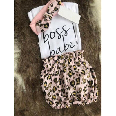 

Newborn Baby Girls Leopard print Clothes Top Romper Short Pants Summer Outfit UK