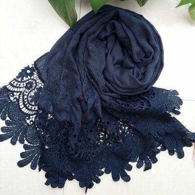 

Womens Muslim Headwear Lace Long Scarf Hijab Wrap Islamic Shawls Arab Scarves