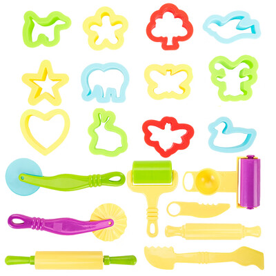 

20x Mixed Plastic Plasticine Clay Dough Moulds Cutters Childrens Modelling Tools TYA