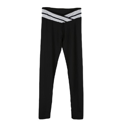 

Fashion Women Stretch Leggings Contrast Color Elastic Waist Gym Sport Running Pants Trousers