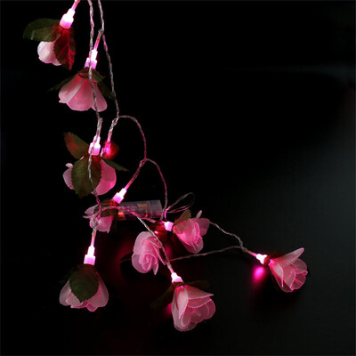 

〖Follure〗Pink Fiber Rose Flower Romantic Wedding Flower Decoration Lamp 10LED