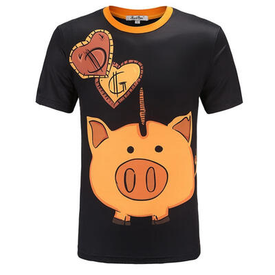 

Breathable Anti-Mosquito T-Shirt Water-Repellent Short Sleeve Tees Summer O-Neck Pig Print Tops