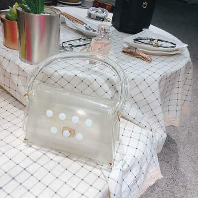 

Transparent Jelly Women Small Top handle Tote Bag Clear Lady Luxury Designer Handbag Dot Candy Shoulder Crossbody Bag sac a main