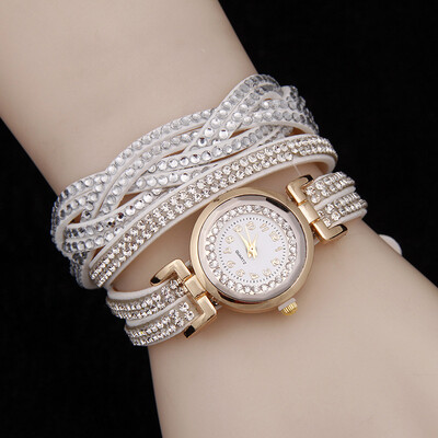 

Explosion models full diamond bracelet watch womens winding twist quartz watch