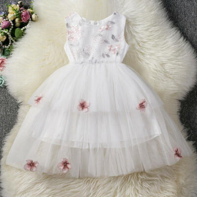 

Toddler Kids Baby Girls Sleeveless Clothes Tulle Tutu princess Dress Flower Wedding Party Prom Dress