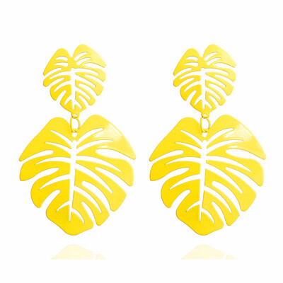 

Fashion Round Earrings for Women Spray Geometric Metal Statement Brincos Big Leaf Flower Earrings Fashion Party Jewelry Gift