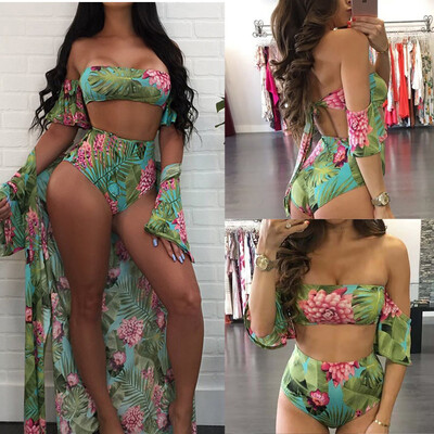 

Saidsome WomenS Green Leaf Print Sexy Conservative Split Bikini