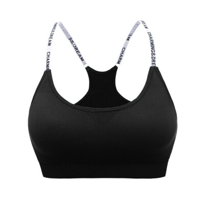 

Adjusted Y-Line Letter Straps Fitness Bras Shake Proof Underwear Tops Women Wireless Workout Bras