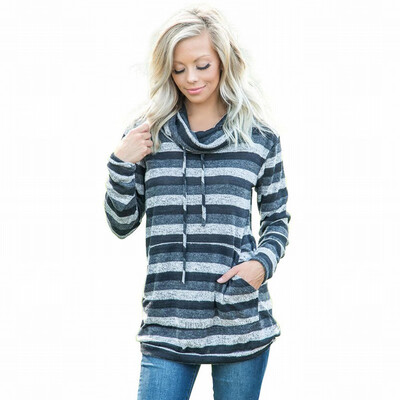 

Multi-color stitching collar long-sleeved warm sports leisure hooded sweatshirt