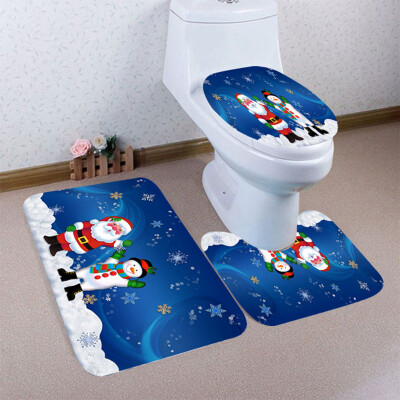 

Tailored 3PCS Christmas Bathroom Non-Slip Pedestal Rug Lid Toilet Cover Bath Mat Set