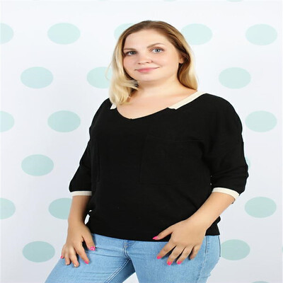 

Thin loose thread flat collar pocket short sleeve pullover T-shirt jacket