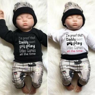 

Newborn Baby Boys Outfit Long Sleeve Romper Bodysuit Leggings Pants Clothes Set
