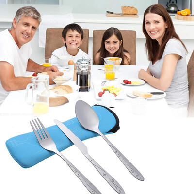 

Toponeto 3 Pcs Stainless Steel Knifes Fork Spoon Family Travel Camping Cutlery Eyeful BK