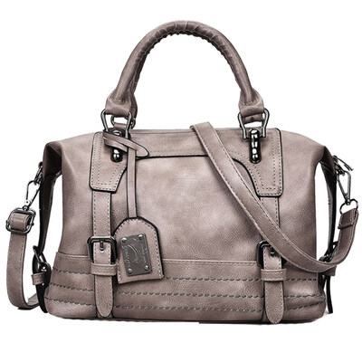 

Vintage Women Solid Color Faux Leather Zip Tote Handbag Crossbody Shoulder Bag