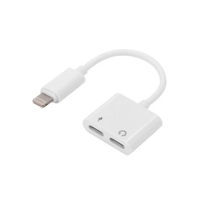 

IPH-015 Double Lightning Jack Charging Audio Adapter For IPhone Music Call Headphone Aux Charge Converter Splitter