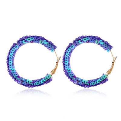 

Women Creative Glitter Drop Earring Personality Long C-Shaped Sequin Earrings