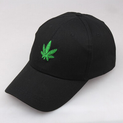 

Embroidery Maple Leaf White Cap Weed Hats for Men Women Cotton