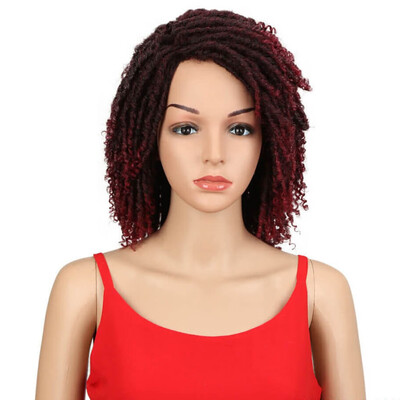 

Noble Hair Soft Short Synthetic Wigs 14"Inch High Temperature Fiber Dreadlock Ombre Burg Crochet Twist Hair