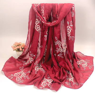 

Spring&Autumn plum blossom hand-embroidered silk scarf cotton scarf dual-use summer sunscreen female shawl national style literary fan