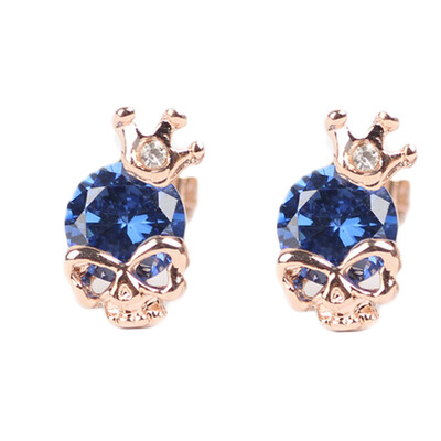 

New Design Trendy Women Yellow Gold plating Skull Pierced Stud Earrings Jewelry Gift