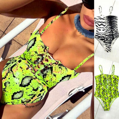 

One-Piece Womens Swimsuit Leopard Bikini Push-up Bathing Suit Swimwear Monokini