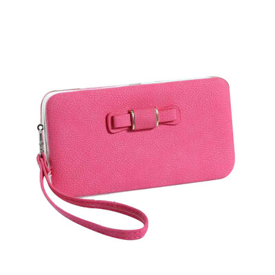 

Chic Bowknot Faux Leather Multi-Pocket Long Purse Women Phone Holder Clutch Bag