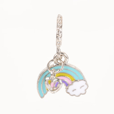 

Alloy European Dangle Beads with Enamel Large Hole Pendants Rainbow Platinum Colorful 26mm Hole 5mm Pendant 15x15mm