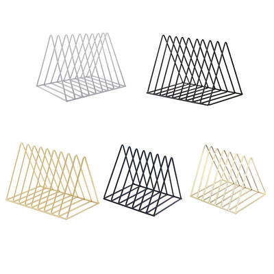 

Triangular Iron Book Shelves Desktop Storage Rack Shelf File Magazine Storage Box Iron Bookcase