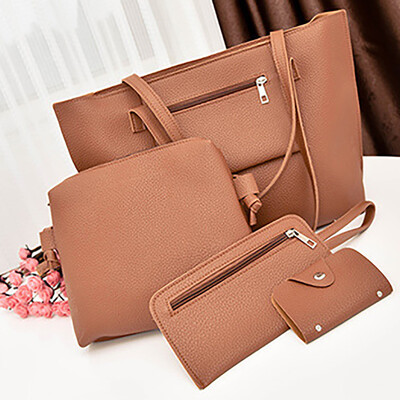 

Tailored Fashion Women Leather Four-Piece Shoulder Crossbody Bag Clutch Wallet Retro Bag