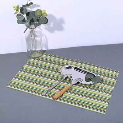 

Toponeto Striped Color Placemat Compatible Crossweave Insulation Washable Table Mat