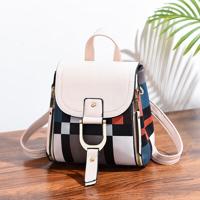 

Color matching Harajuku style student shoulder bag hit color portable backpack large capacity magnetic buckle bag womens