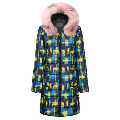 

Toponeto Womens Winter Print Long Down Cotton Ladies Hooded Coat Quilted Jacket Outwear