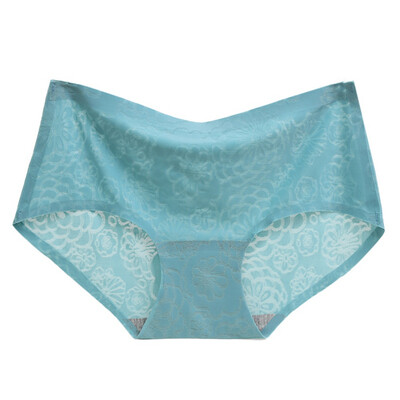 

Ice Silk Women Panties Seamless Comfortable Sexy Mid-Waist Underpants Jacquard Pressure Side Ladies Briefs
