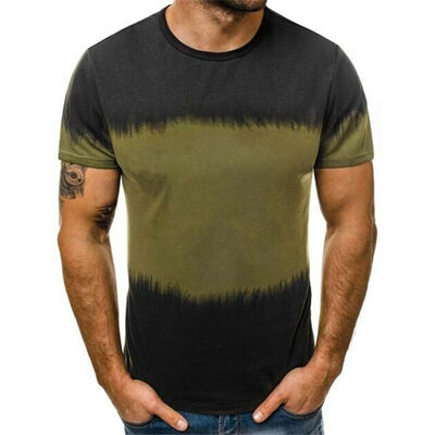 

Mens Short Sleeve T-Shirt Slim Fit Printed Casual Blouse Tops Summer Muscle Tee