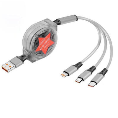

Universal 3-in-1 USB To Micro USB 8 Pin Lightning Type-C Charging Cable Telescopic Data Cord For IPhone Android Phones