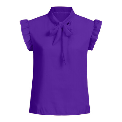 

Starmoon Womens Casual Cap Sleeve Bow Tie T-Shirt Solid Chiffon Blouse Tops