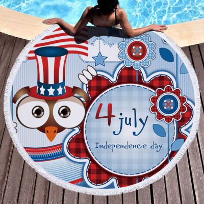 

Gobestart Independence Day Round Beach Pool Home Shower Towel Blanket Table Cloth Yoga Mat