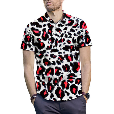 

Tailored Mens 3D New Summer Stripe Printed Short-Sleeved Shirt Fashion Blouse Top